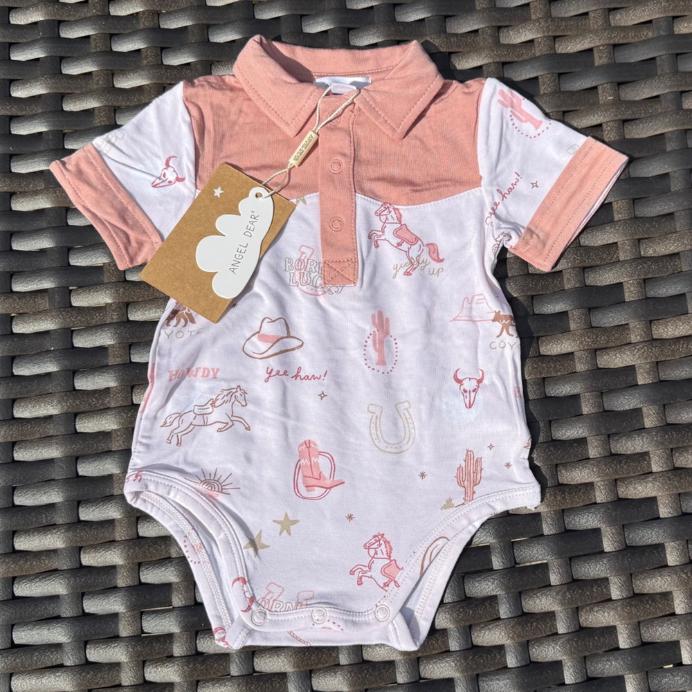 Angel Dear Pink and White Baby Bodysuit - Size 0-3 months - NWT